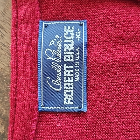 Vintage Arnold Palmer Robert Bruce Men’s Wool Burgundy Cardigan Sweater XL - Picture 8 of 10